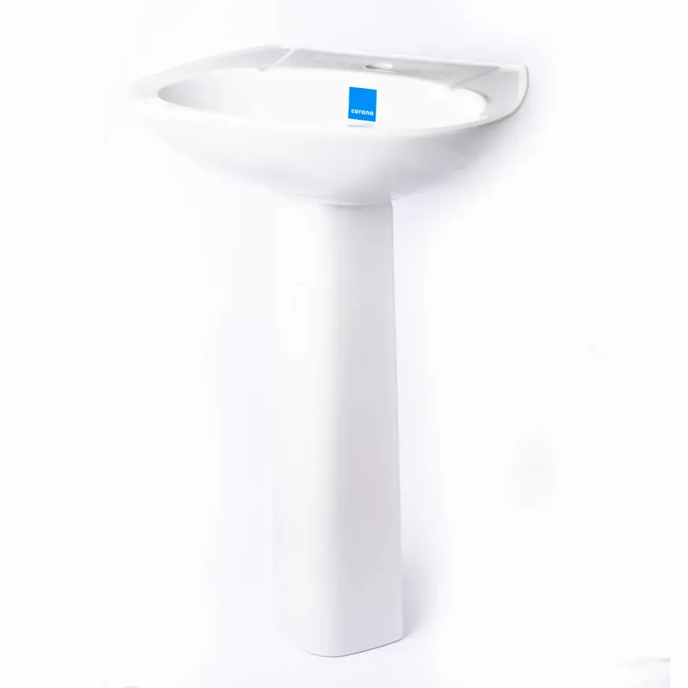 Lavabo Maximo Blanco Con Pedestal Sin Accesorios Corona