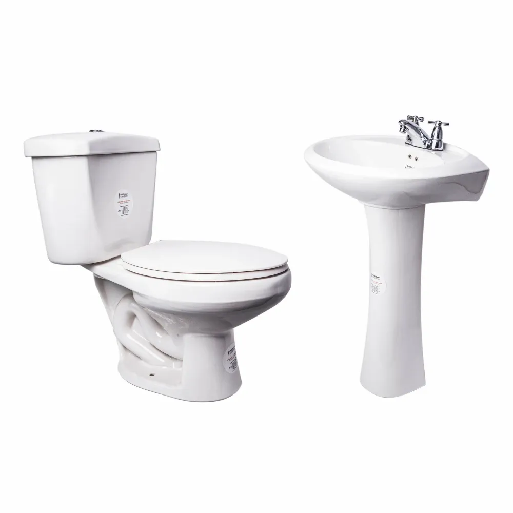 Inodoro American Standard 4/6 lts Combo Lavabo y Pedestal con Accesorios Olympus