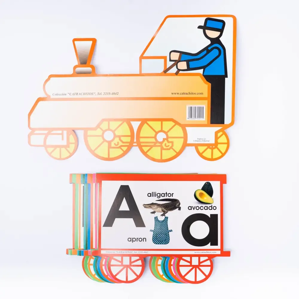 Juego De Tarjetas Trenecito Abc Ingles Catrachito 26-Piezas