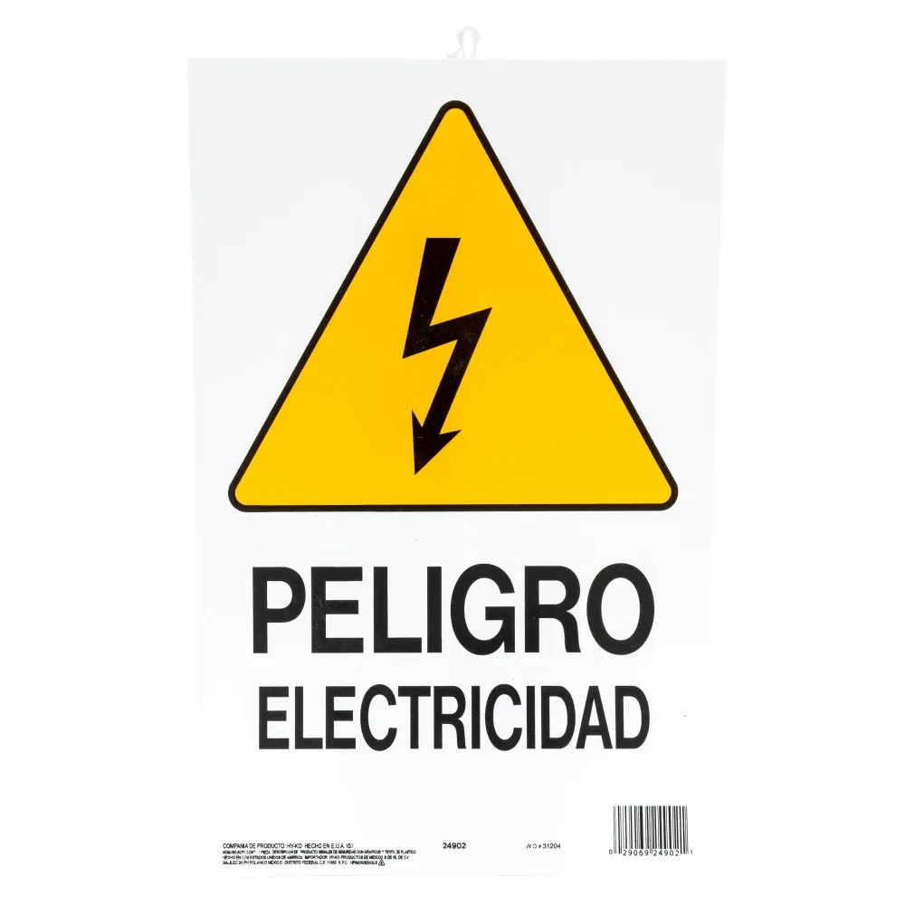 Rotulo Hy-Ko Plast.24902 10X14 Plg Peligro-Electricidad
