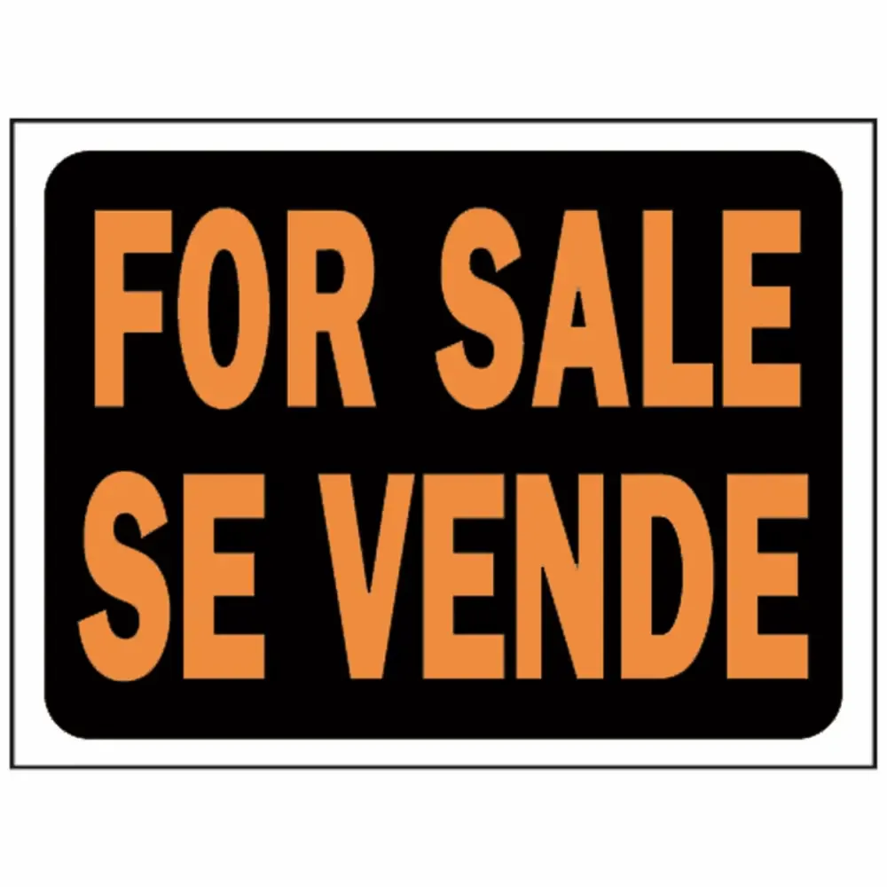Rotulo Plastico "For Sale-Se Vende" Hy-Ko 9X12-Plg 