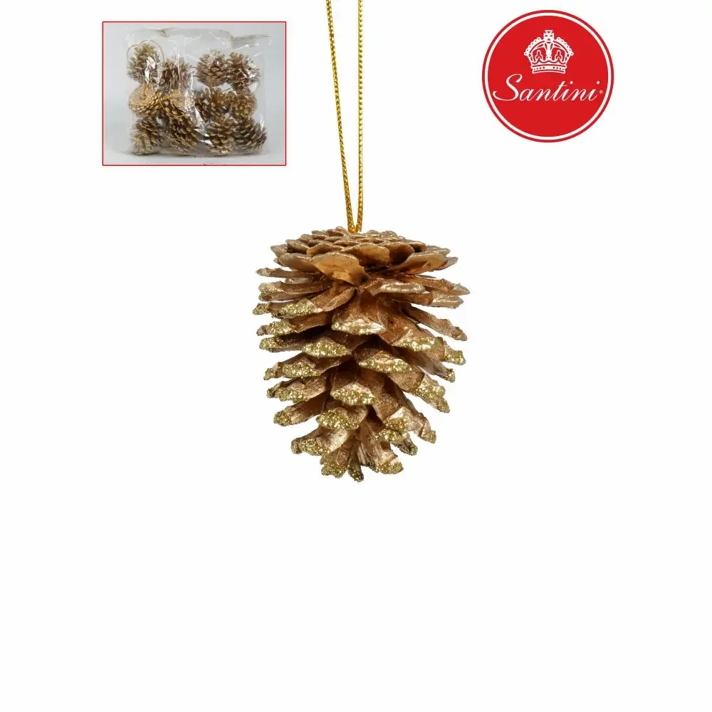 Adorno Navideño Bellota Dorada 6Piezas Para Colgar