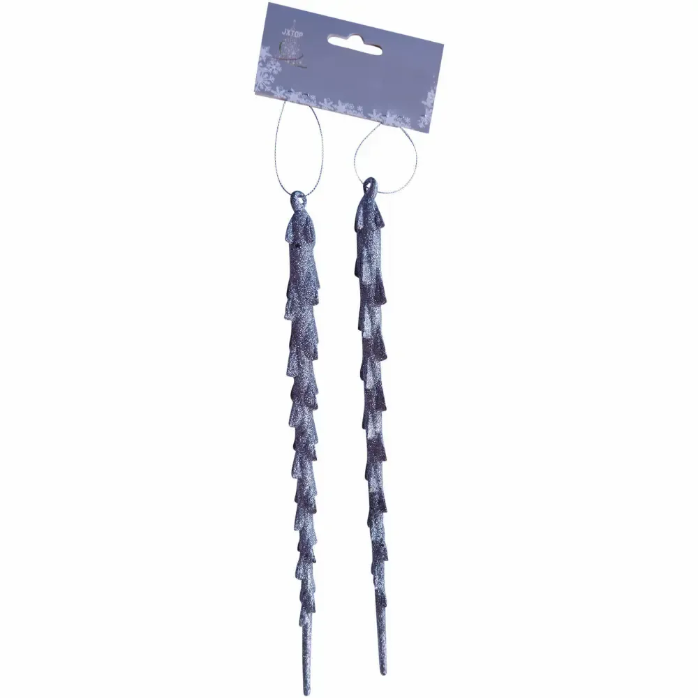 Adorno Navidad Estalactitas Plateada 30Cm Para Colgar