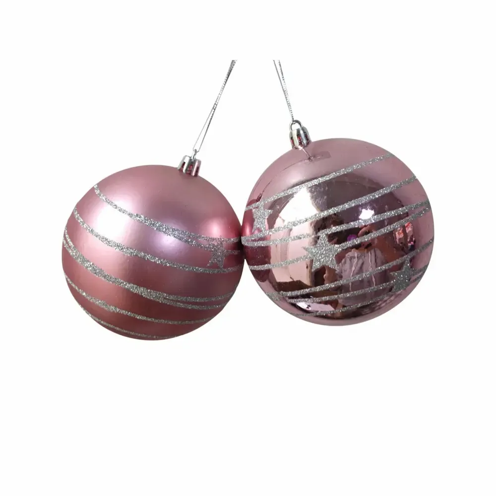 Adorno Navidad Bolas 4Piezas 20X10X20Cm Rosado Plateado