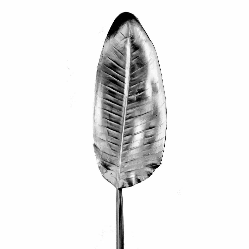 Adorno Navideño Hoja Decorada 72Cm Plateado