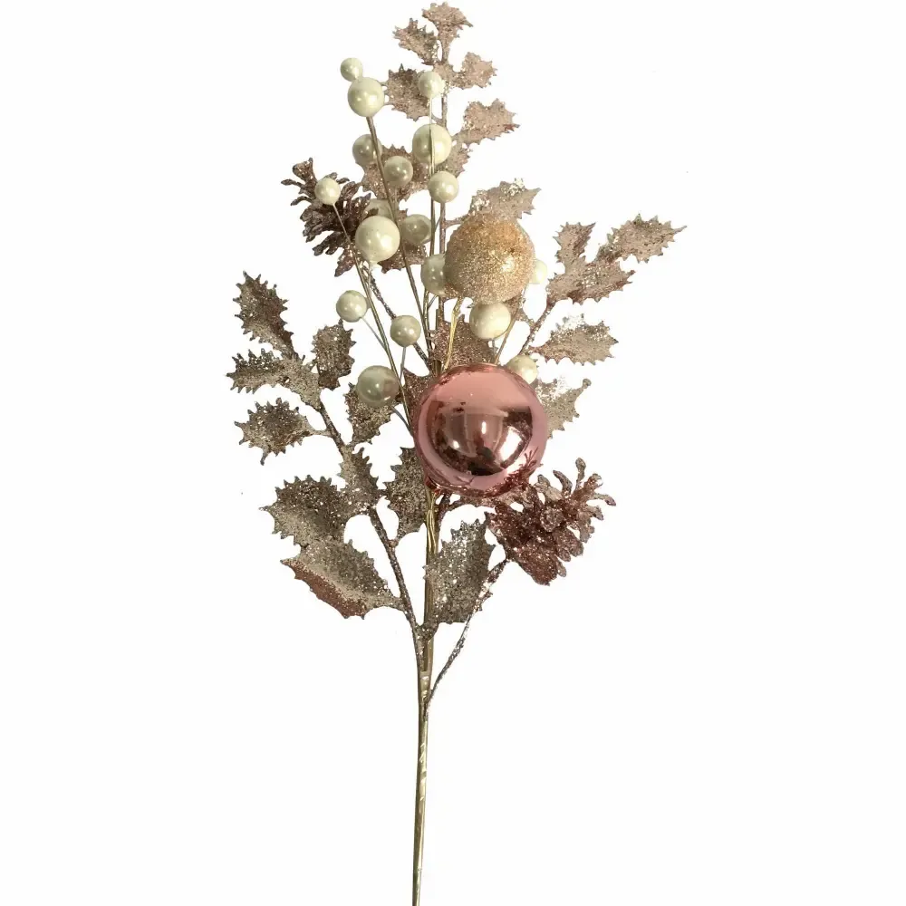 Adorno Navidad Rama 63Cm Rosado Beige
