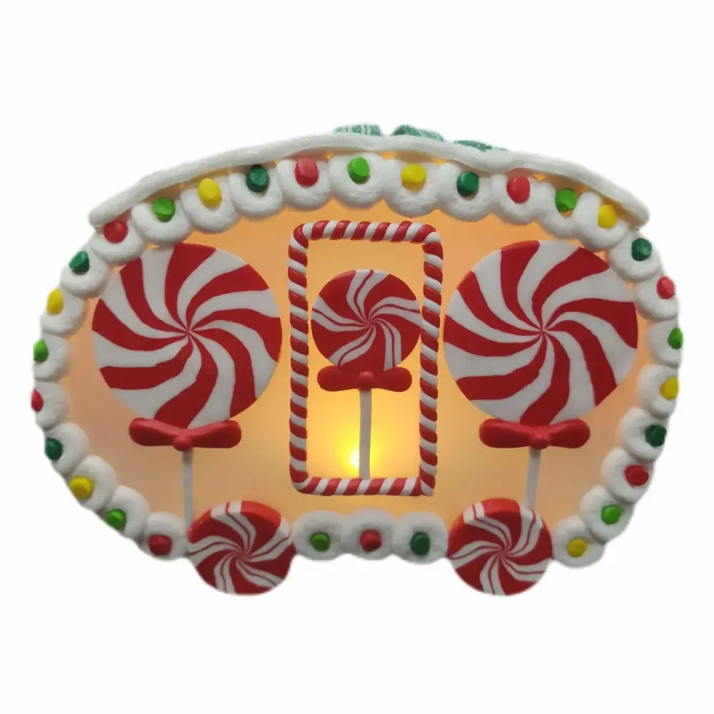 Adorno Navidad Casa Bus Con Luz Caramelo 