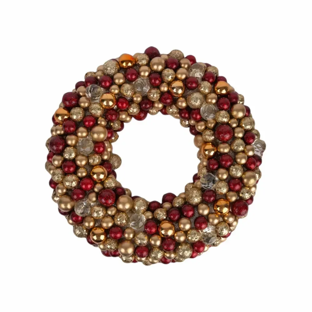 Adorno Navidad Corona 33X33X10Cm Dorado Rojo
