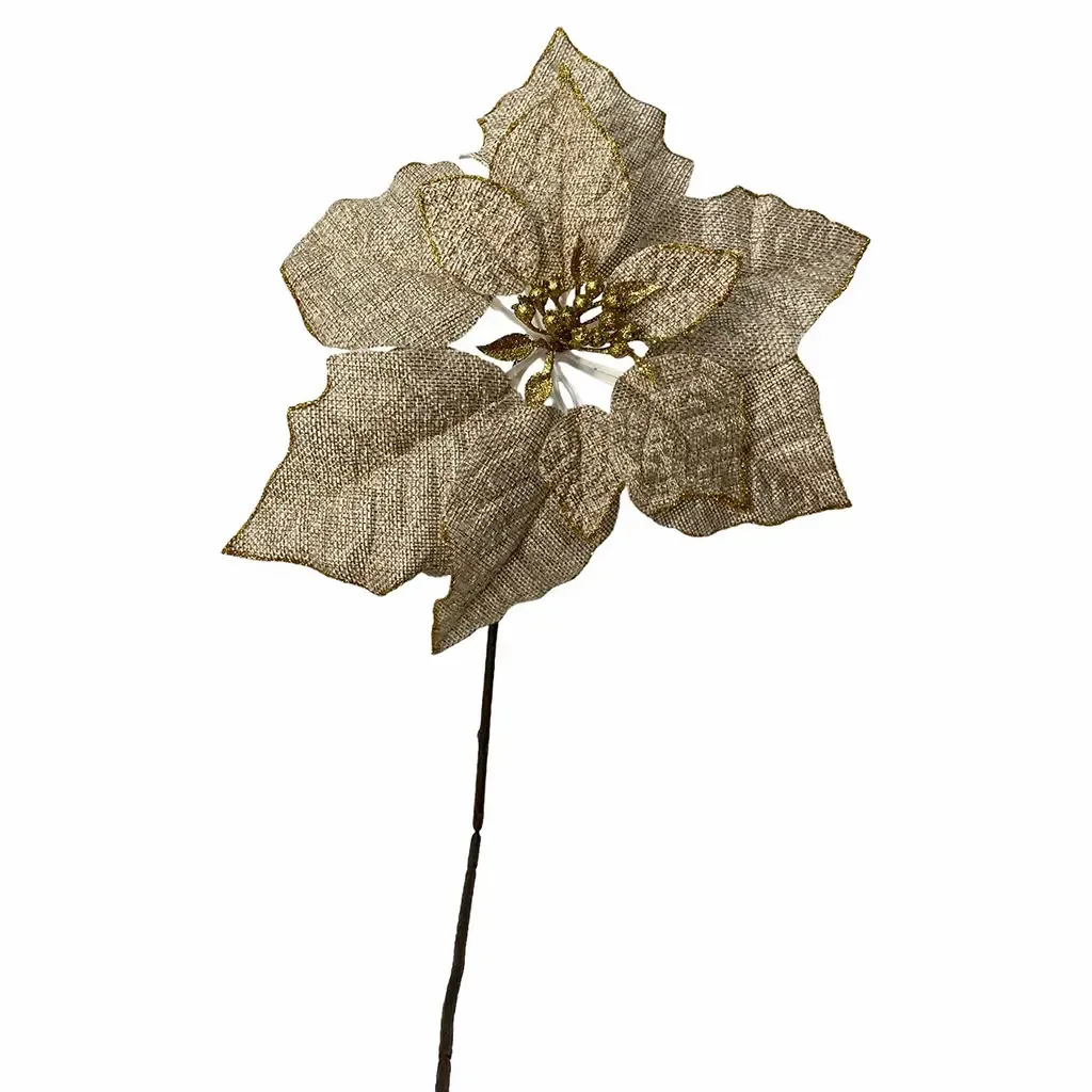 PLANTA ARTIFICIAL NAVIDAD FLOR 73X29X8CM POINSETIA DORADO 