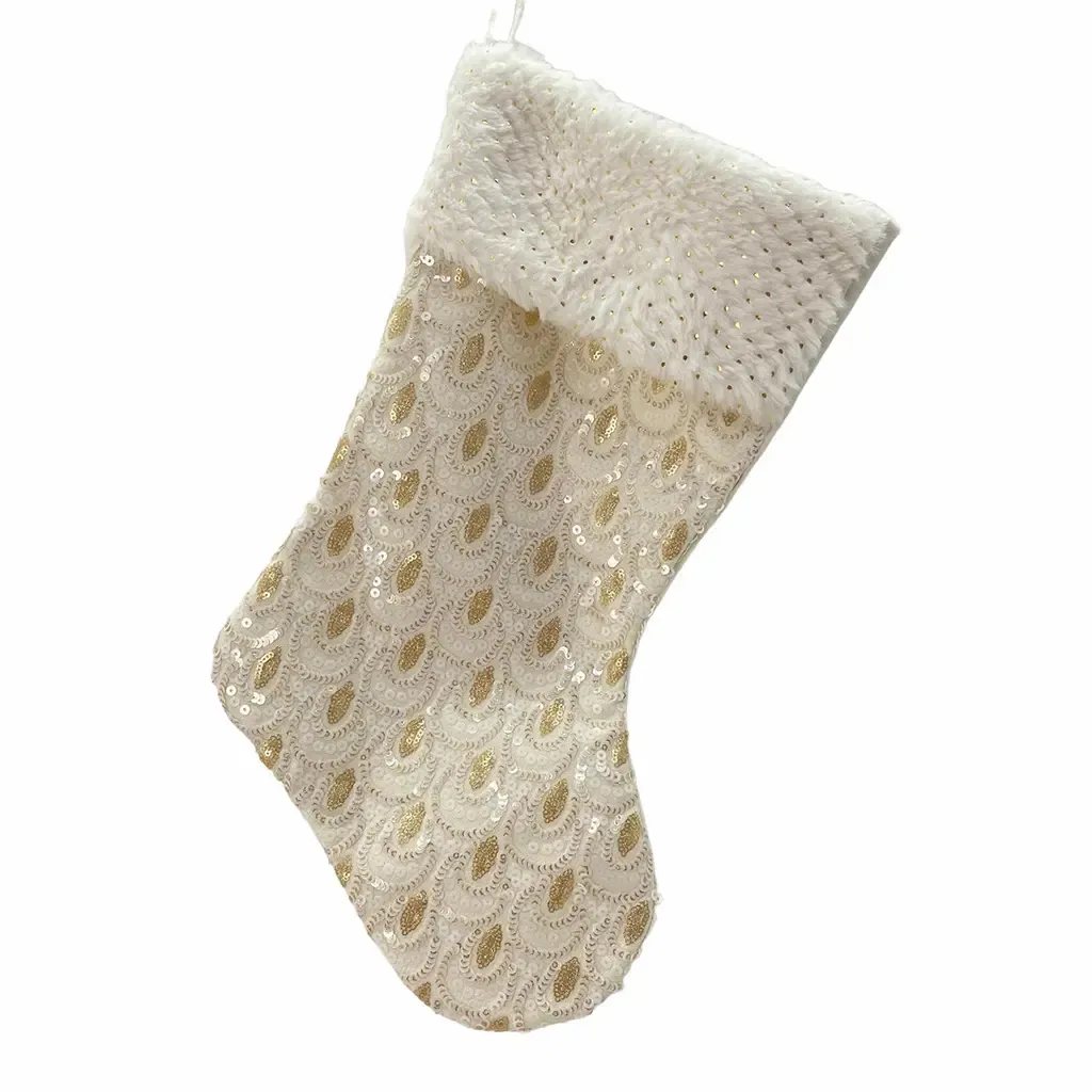ADORNO NAVIDAD BOTA 25X43.5X1.5CM BLANCO DORADO
