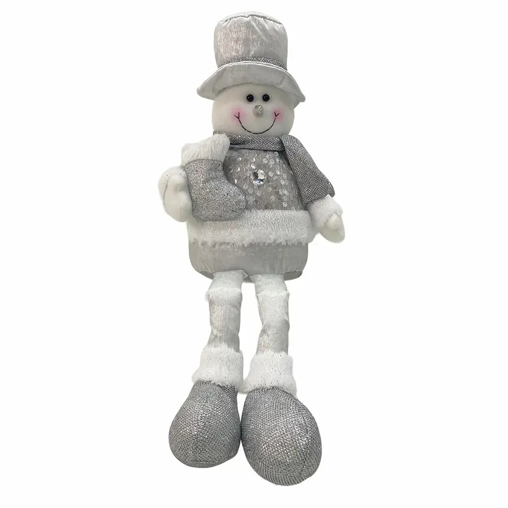 ADORNO NAVIDAD HOMBRE DE NIEVE 9.5X21X50 PLATEADO BLANCO