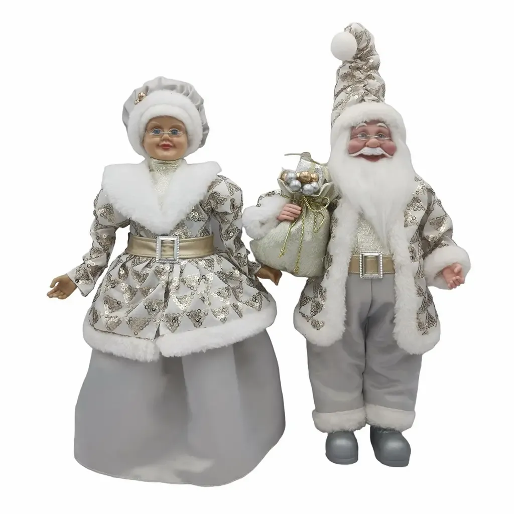 ADORNO NAVIDAD SANTA MAMA SANTA 2 PIEZAS DORADO PLATEADO