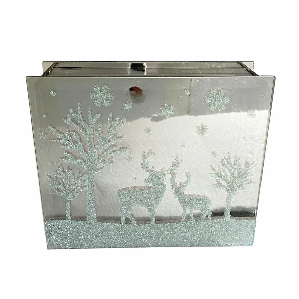 ADORNO NAVIDAD RENO 18CM PLATEADO CON LUZ A BATERIA