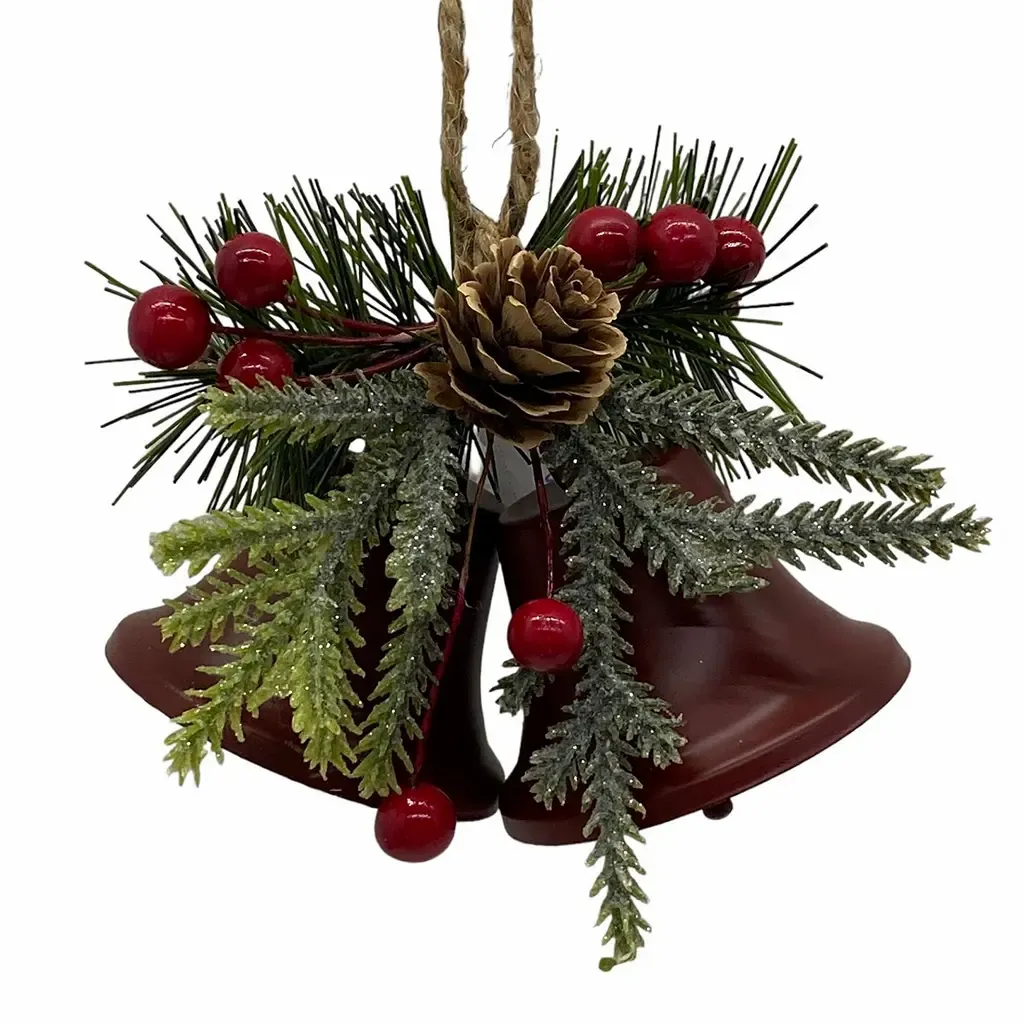 ADORNO NAVIDAD CAMPANA 20.3XCM CON CHERRY Y BELLOTA ROJO