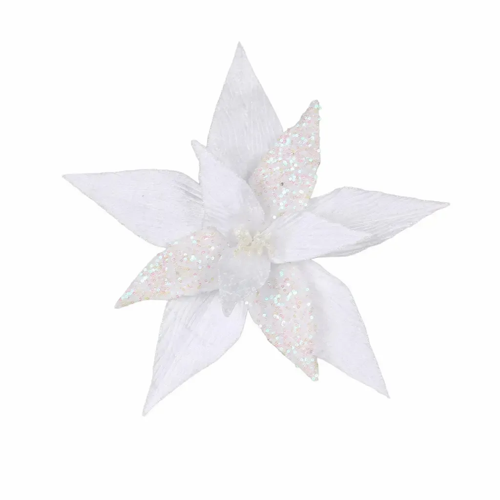 ADORNO NAVIDAD FLOR 44X44X30CM BLANCO