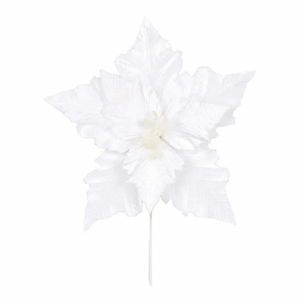 ADORNO NAVIDAD FLOR 38X38X30CM BLANCO