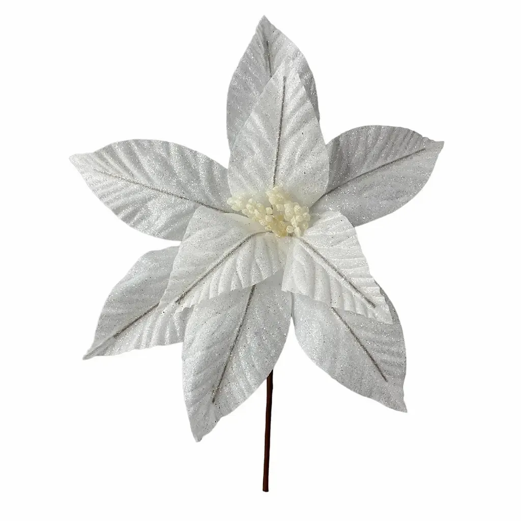 ADORNO NAVIDAD FLOR 29X29X30CM BLANCO