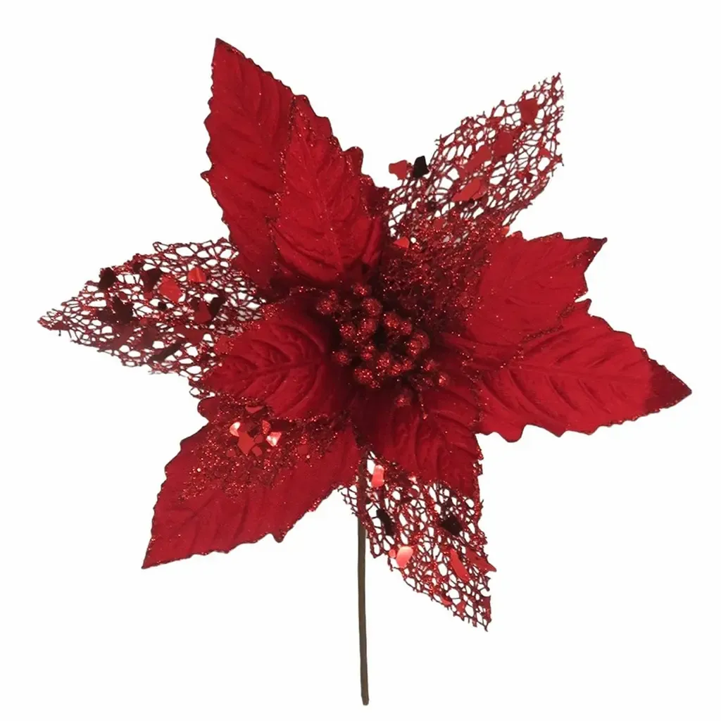 FLOR NAVIDAD 30X30X30CM PONSETIA ROJO