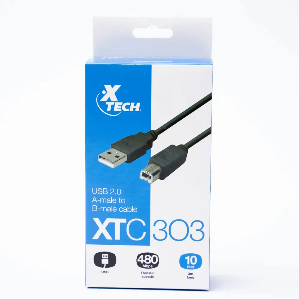 Cable Usb 2.0 Tipo A-B Macho Xtech 10-Pies